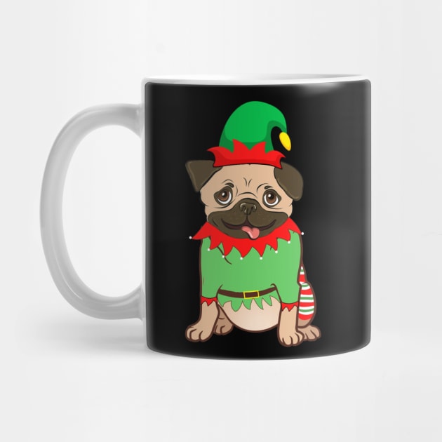 Pug In Elf Costume Christmas by Danielsmfbb